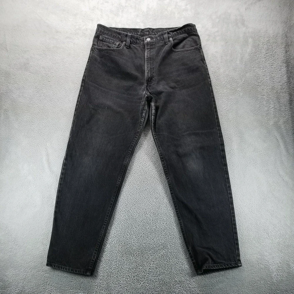 VTG Levis 550 Jeans Mens 38x30 Black Relaxed Tapered‎ Light Wash Y2K Denim